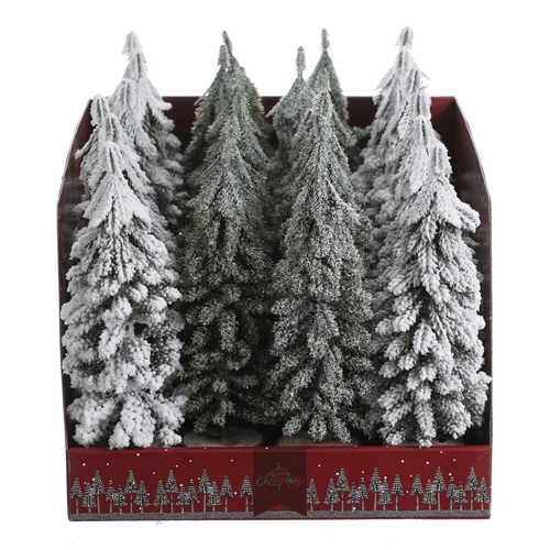 Smrk na špalku - mini, umělý, 25 cm, mix 3 druhů, cena za 1 ks