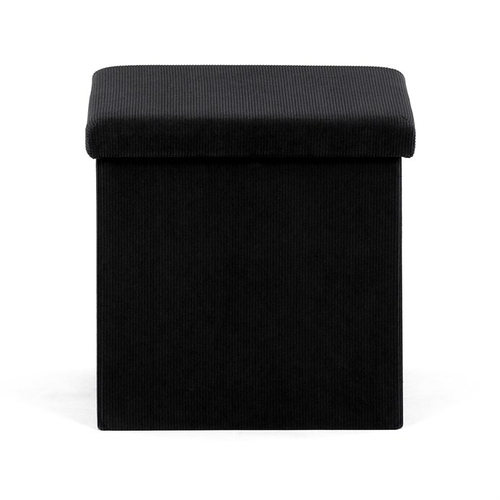 Taburet s úložným prostorem, černá, manšestrová látka, TAB-471 BK6