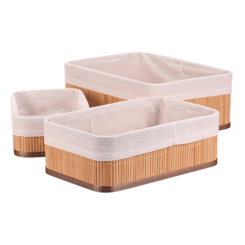 Koš regálový - bambus, přírodní, cena za sadu 3 ks