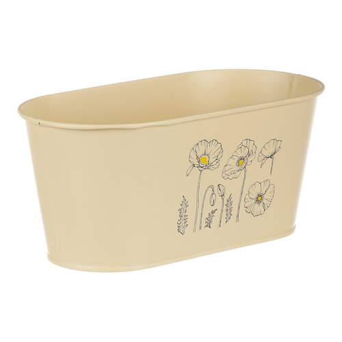 Truhlík kovový - motiv kvetoucího máku, žlutý