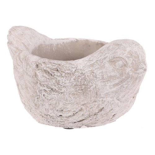 Obal na květiny - beton, ptáček, vel. M, šedo-bílý
