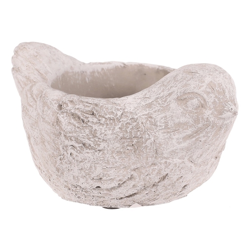 Obal na květiny - beton, ptáček, vel. M, šedo-bílý