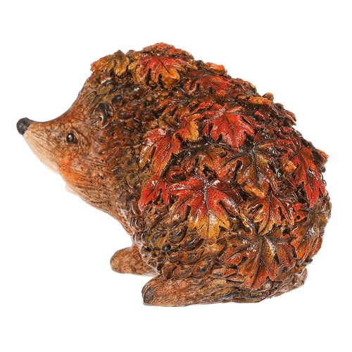 Ježek s barevnými lístky - polyresin, oranžovo-hnědý