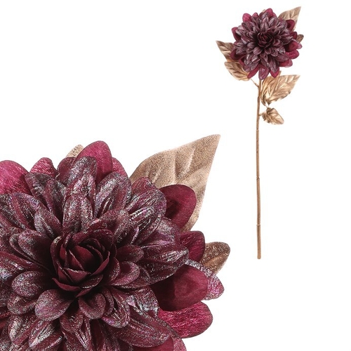 Jiřina - umělá řezaná, pozlacená, červený květ