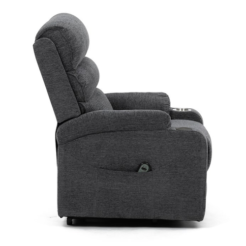 Polohovací křeslo, elektrické kabelové ovládání, šedá, látka, TV-S8348 GREY2