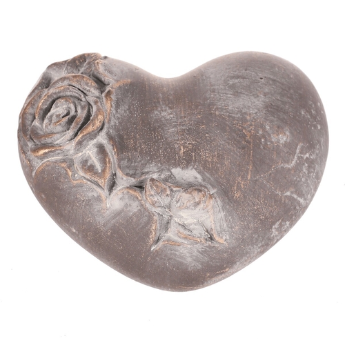 Srdce s růží - betonové, pietní, antracitově šedé