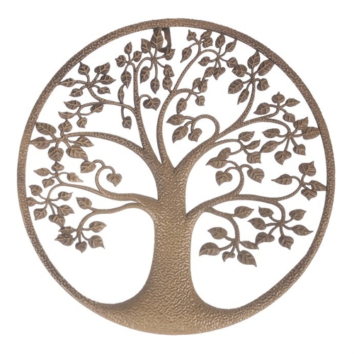 Strom kovový - dekorace na zeď, barva měděná