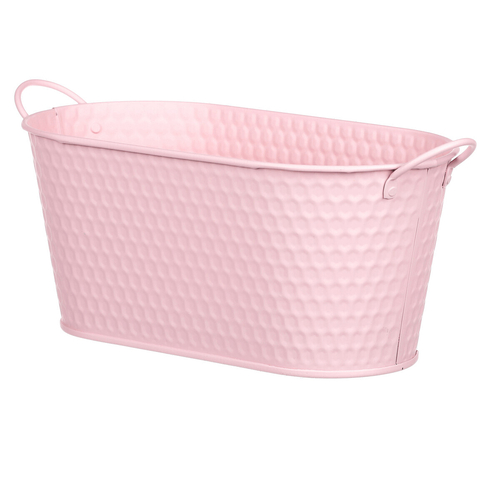 Obal kovový - truhlík, v růžové barvě