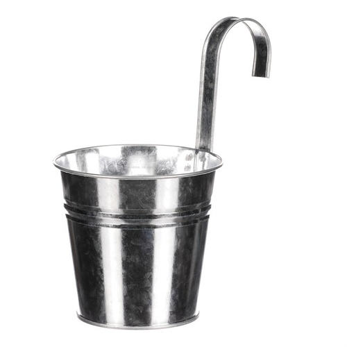 Obal na květiny - na zavěšení, zinkový, barva stříbrná