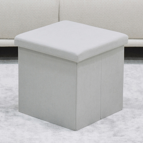 Taburet s úložným prostorem, krémová, manšestrová látka, TAB-471 CRM6