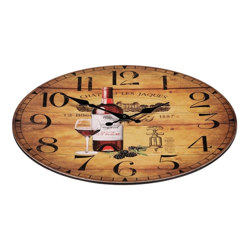 Hodiny nástěnné - pr. 34 cm, MDF, červené víno