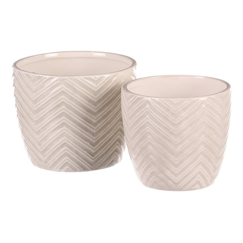 Obal na květiny - keramika, krémový, cena za sadu 2 ks