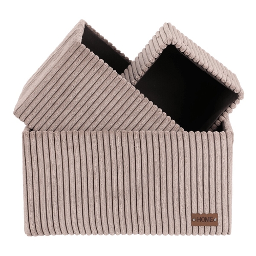 Koš regálový - manšestrový potah, šedý, cena za sadu 3 ks