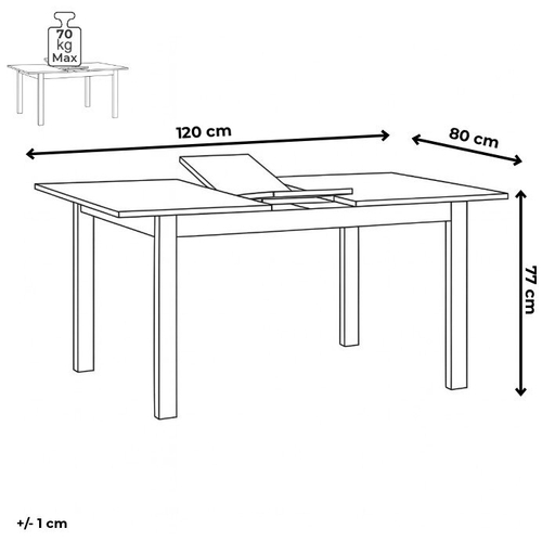 Jídelní stůl rozkládací 120-160x80 cm, mdf, černá, HT-D1926 BK