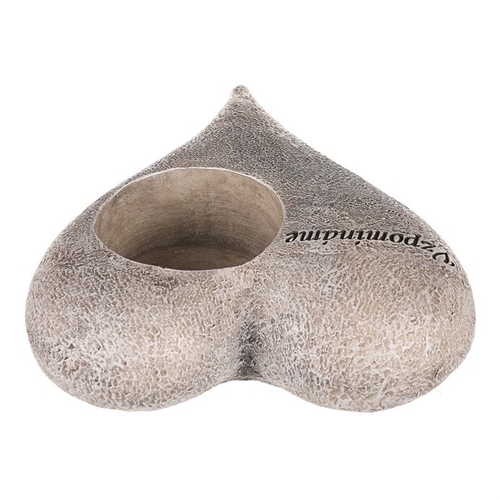 Srdce s růžemi a nápisem - polyresin, na čaj./LED svíčku, šedé