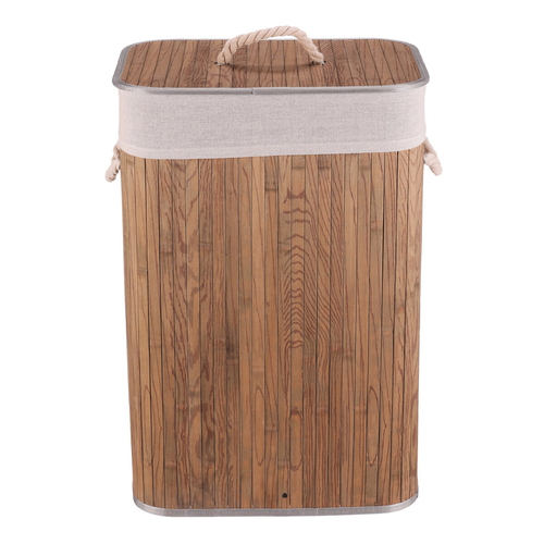 Koš prádelní - bambusový, s víkem, tmavě šedý