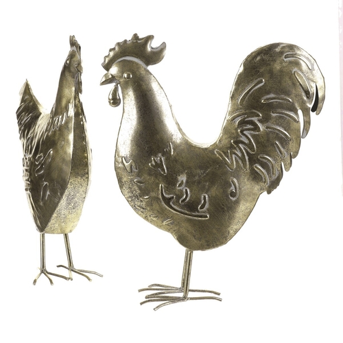 Slepice a kohout - kovová dekorace, zlatá, cena za 1 ks