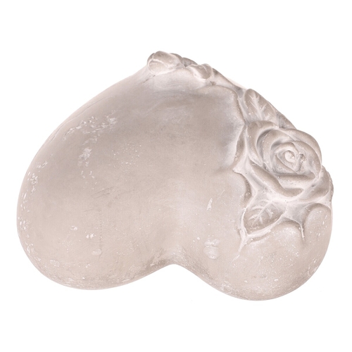 Srdce s růží - betonové, pietní, šedé