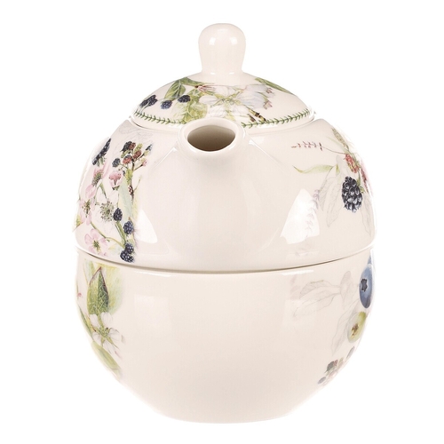 Konvička se šálkem - dárkový set v krabičce, porcelán, bílý s lesními plody