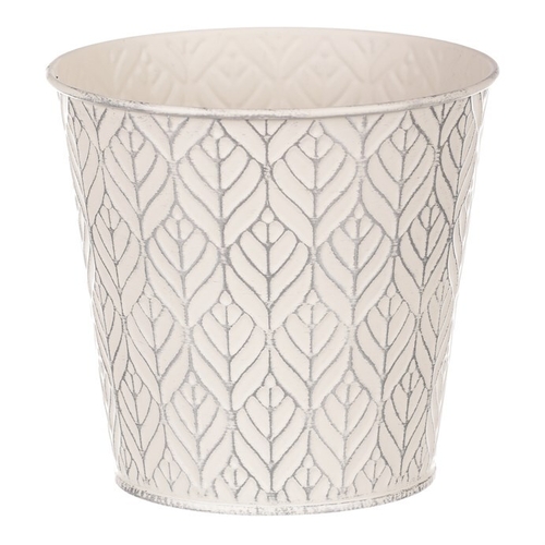 Obal kovový - kulatý, stříbrný vzor, barva krémová