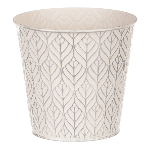 Obal kovový - kulatý, stříbrný vzor, barva krémová