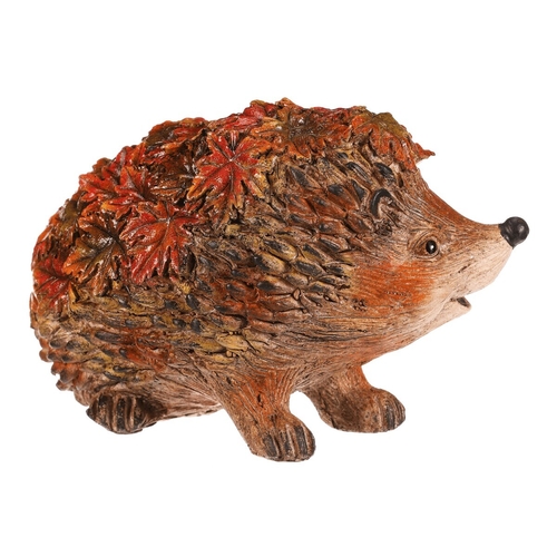 Ježek s barevnými lístky - polyresin, oranžovo-hnědý