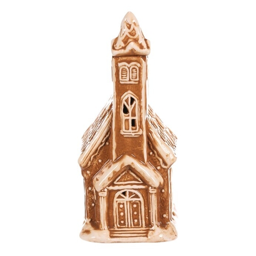 Kostelík perníkový - keramika, LED osvětlení, hnědý