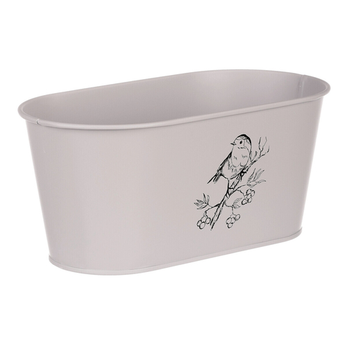 Truhlík kovový - motiv ptáčka, barva šedá