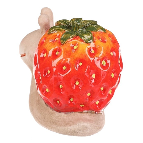Šnek jahodový - keramická figurka, barva krémovo-červená