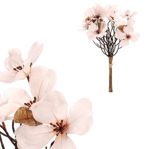 Magnolie - umělá řezaná, 6 větviček ve svazku, bílá