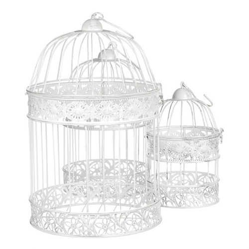 Klec kovová - závěsná, barva bílá, cena za sadu 3 ks