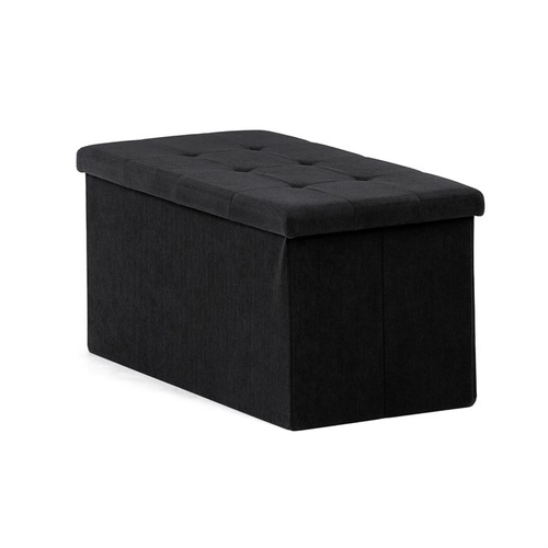 Taburet s úložným prostorem, černá, manšestrová látka, TAB-472 BK6