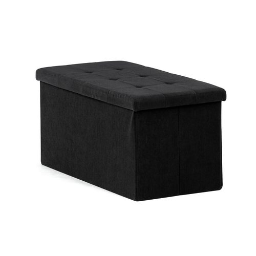 Taburet s úložným prostorem, černá, manšestrová látka, TAB-472 BK6