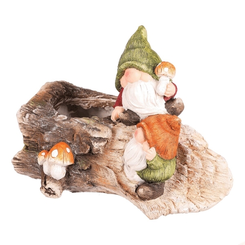 Trpaslíci na pařezu - dekorace z magnesia, obal na květiny