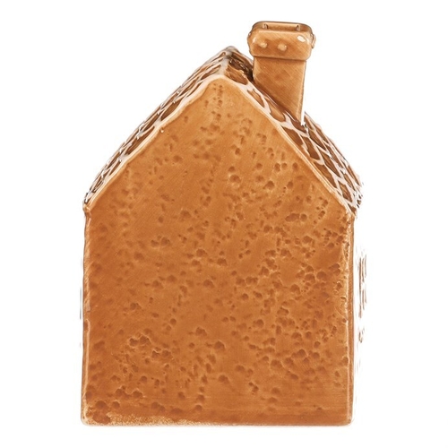 Domeček perníkový - keramika, LED osvětlení, hnědý