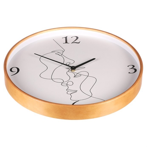 Hodiny nástěnné - pr. 40 cm, MDF a dřevěný rám, motiv tváří