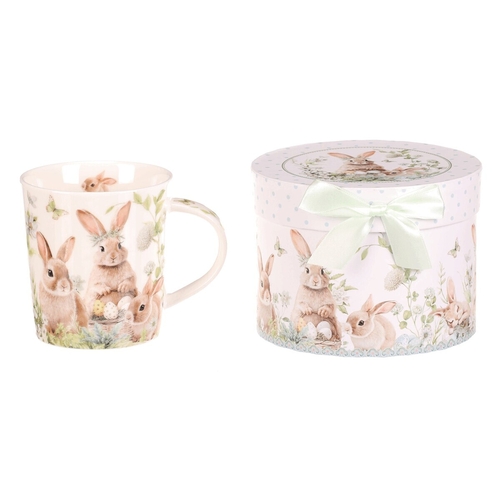 Hrnek malovaný - porcelán, dárková dóza, motiv se zajíčky