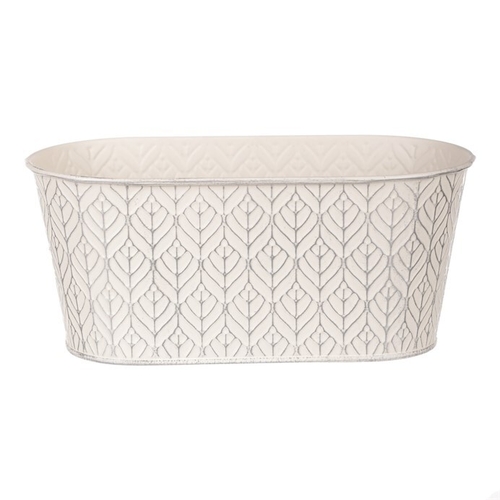 Obal kovový - truhlík, stříbrný vzor, barva krémová