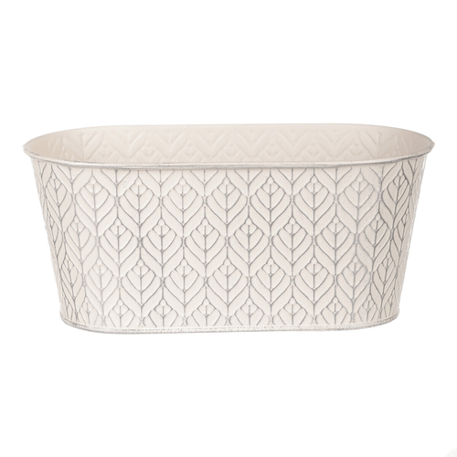 Obal kovový - truhlík, stříbrný vzor, barva krémová