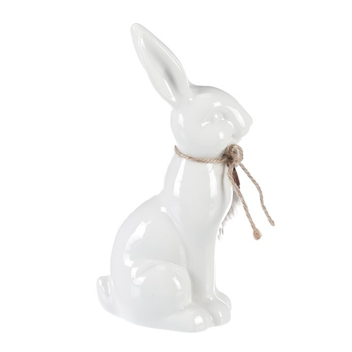 Zajíc - keramická figurka, velká, barva bílá