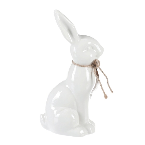 Zajíc - keramická figurka, velká, barva bílá
