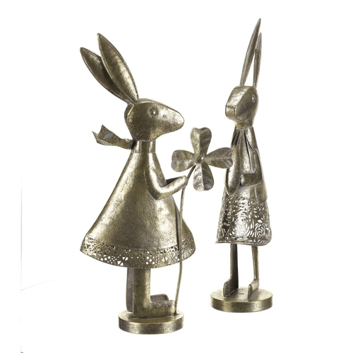 Zajíc - kovová dekorace, zlatá, mix 2, cena za 1 ks