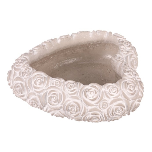 Obal na květiny - srdce s růžemi, beton, šedý