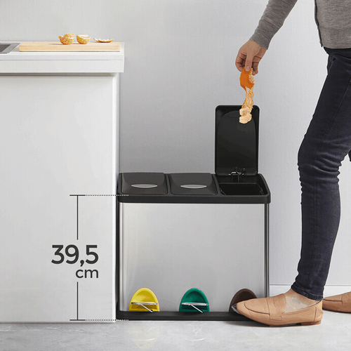 Koš na odpadky, plast, stříbrná, AUK-E1124 CR