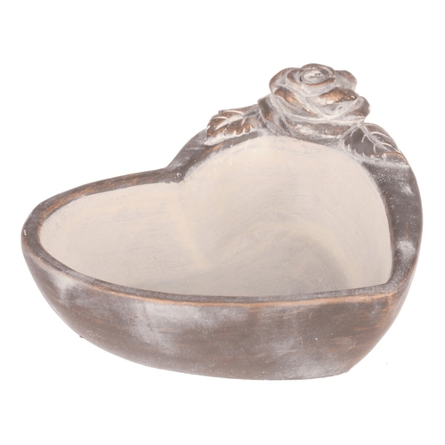 Obal na květiny - srdce s růží, beton, antracitově šedý