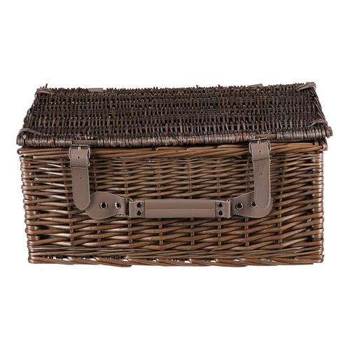 Koš piknikový - s vybavením pro 4 osoby, proutěný, barva šedá