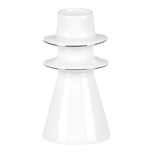 Svícen na kónickou svíčku - porcelán, vysoký, bílý