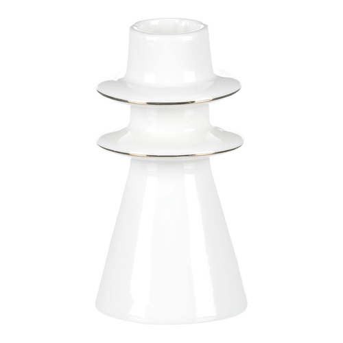 Svícen na kónickou svíčku - porcelán, vysoký, bílý