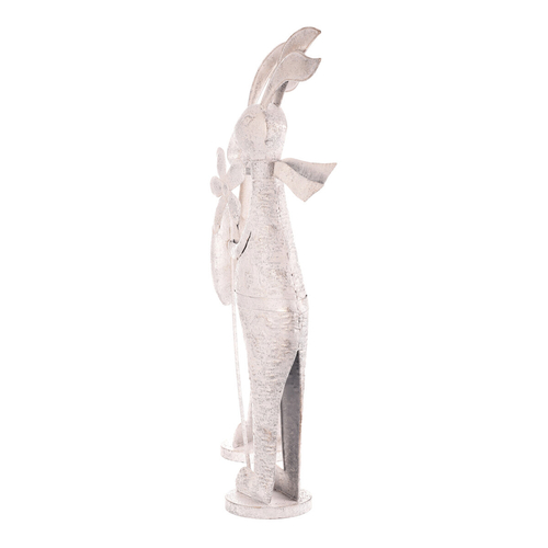 Zajíc kovový - s patinou, bílý, vel. M, mix 2, cena za 1 ks