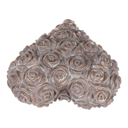 Srdce s růžemi - betonové, antracitově šedé